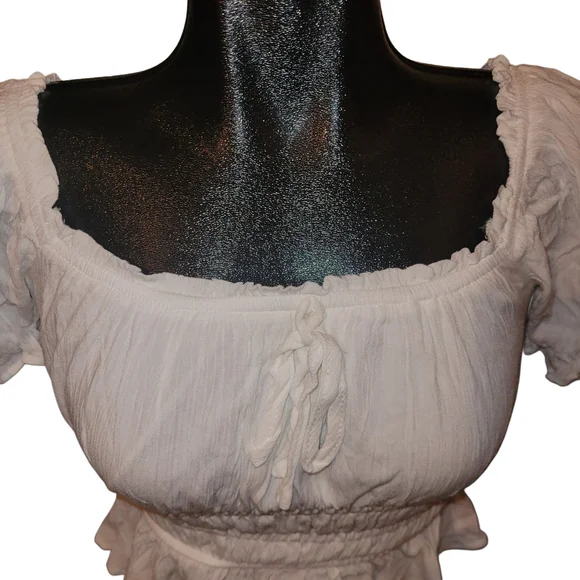 White Ruffled Women's Top - Picture 2 of 7